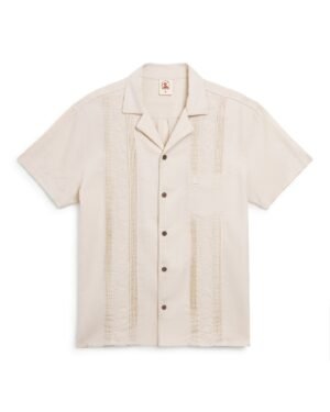 A men's white Brisa Linen Shirt - Vintage Ivory by Dandy Del Mar.