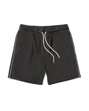 The Gaucho Shorts - Onyx by Dandy Del Mar feature a drawstring waist, white side piping, and are made from soft terry cloth for maximum comfort.