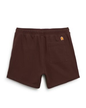 Back view of Dandy Del Mar's The Marseille French Terry Short in Carajillo, featuring an elastic waistband, single rear pocket, and a small logo patch above the pocket.