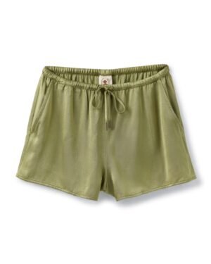 women silk green short